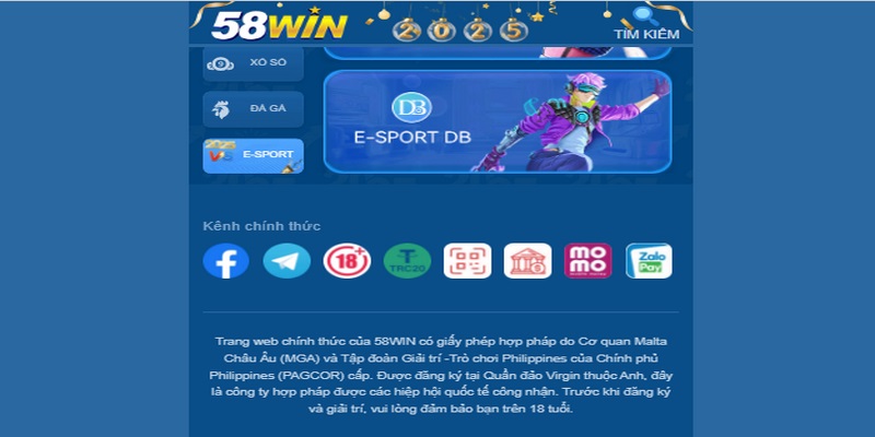 58WIN là nhà cái uy tín được công nhận hợp pháp bởi các tổ chức cá cược