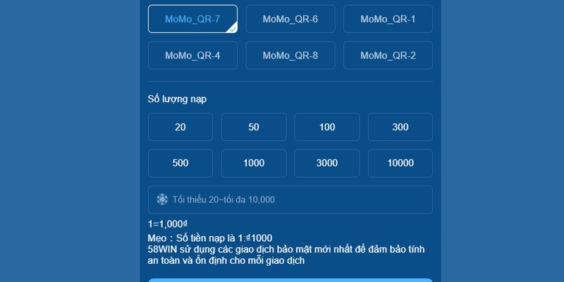 Nạp tiền 58WIN qua ví điện tử là phương thức giao dịch thông dụng